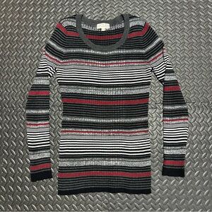 Pink Republic Sweater Top Blouse Striped Ribbed Knit Long Sleeve Women's XL